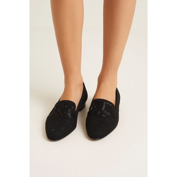 Donald J Pliner Women’s Black Beaded Loafers Slip-On Flats Size 10M - Picture 1 of 11